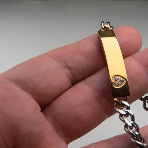 $170 18k Yellow-White Plated ID Bracelet